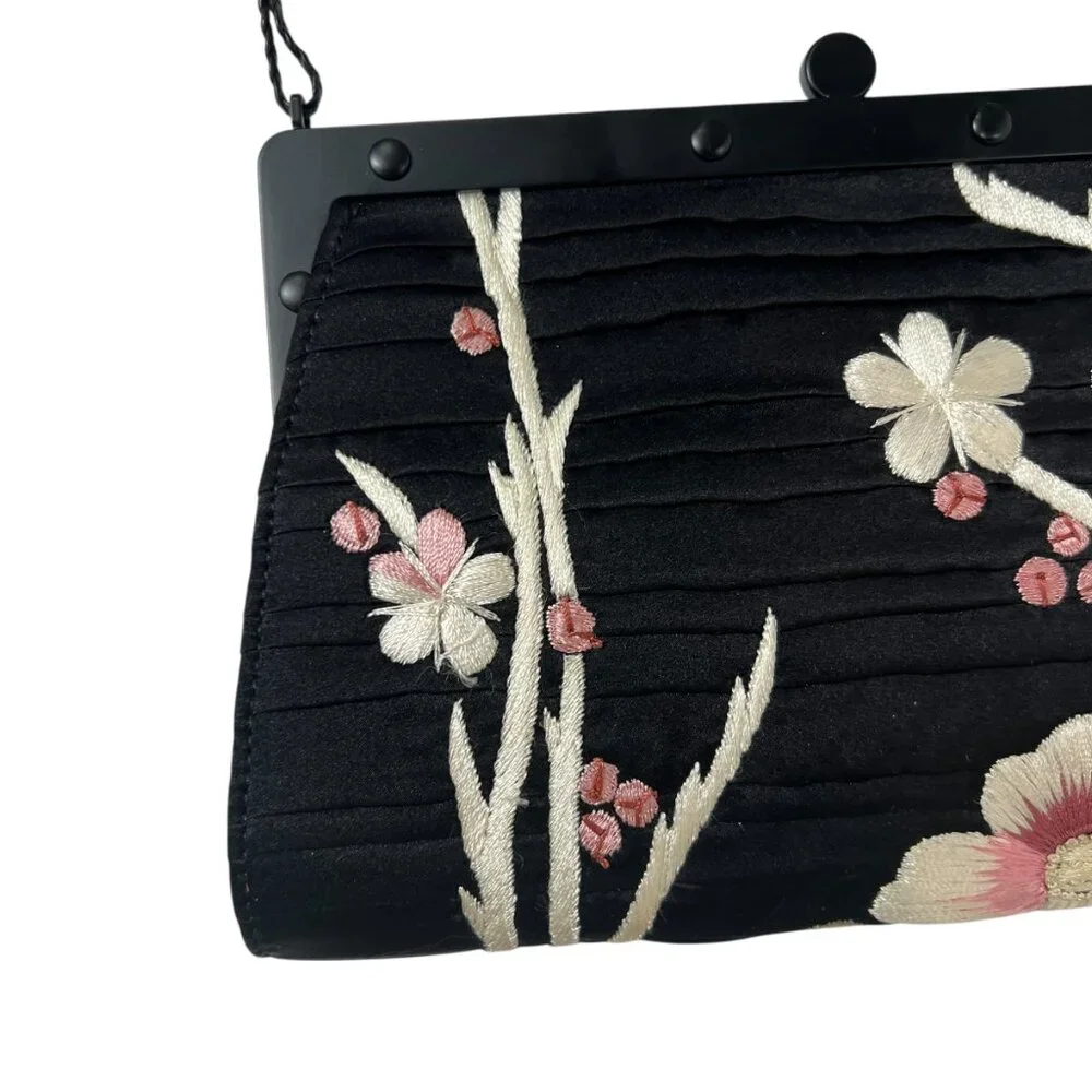 Gucci VINTAGE '03 Black Satin Pleated Multi Embroidered Tassel Mini Shoulder Bag - Picture 8 of 12